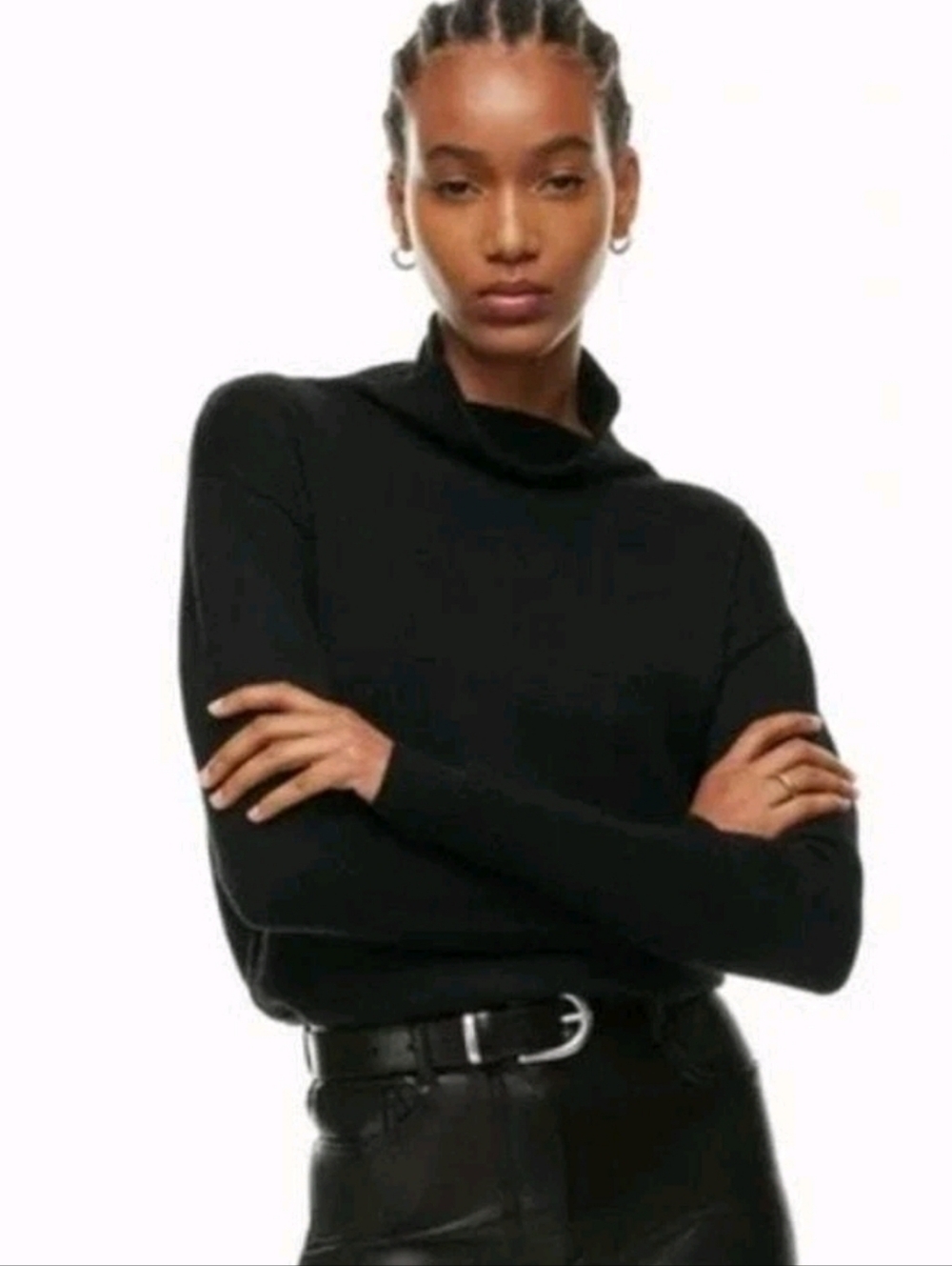 Aritzia Wilfred Cyprie Merino Mockneck Sweater M Black